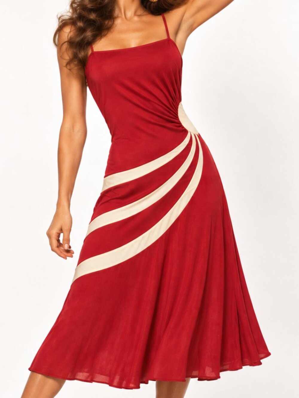 70s Studio 54 Disco Strappy Sunburst Dress Red Vintage Retro S/M